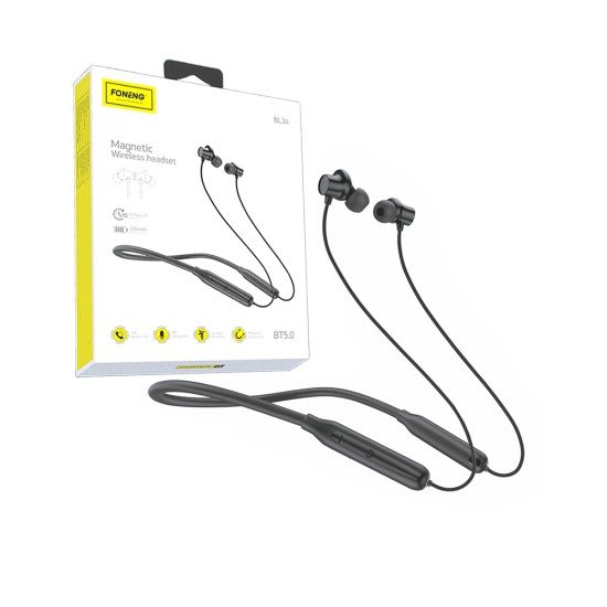 Foneng BL34 Neckband Bluetooth Earphone 220mAh Black